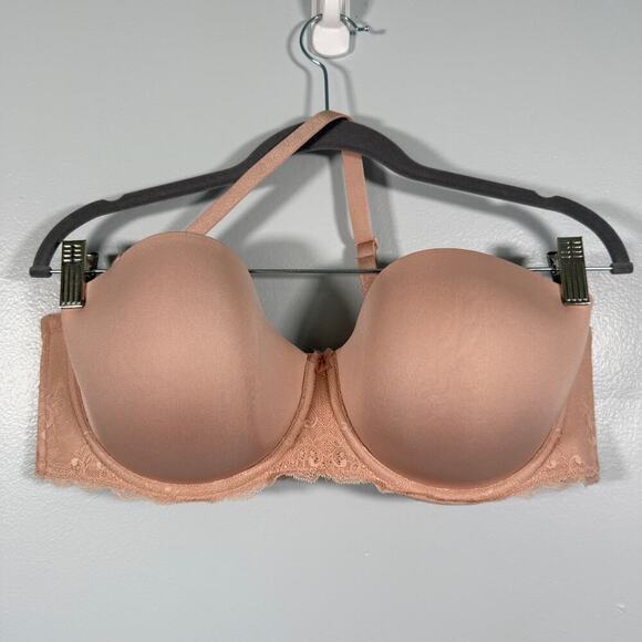 Torrid Curve 42D Lace Strapless Bra Beige Satin - Picture 1 of 6